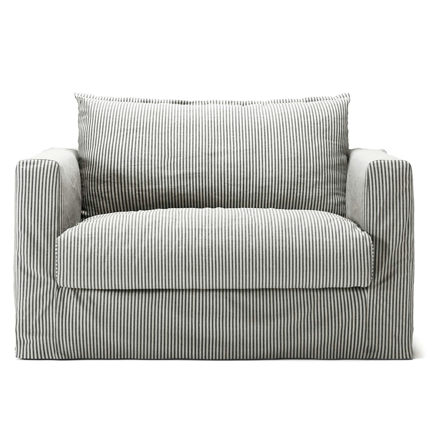 decotique le grand air nou love seat - linne ash stripe