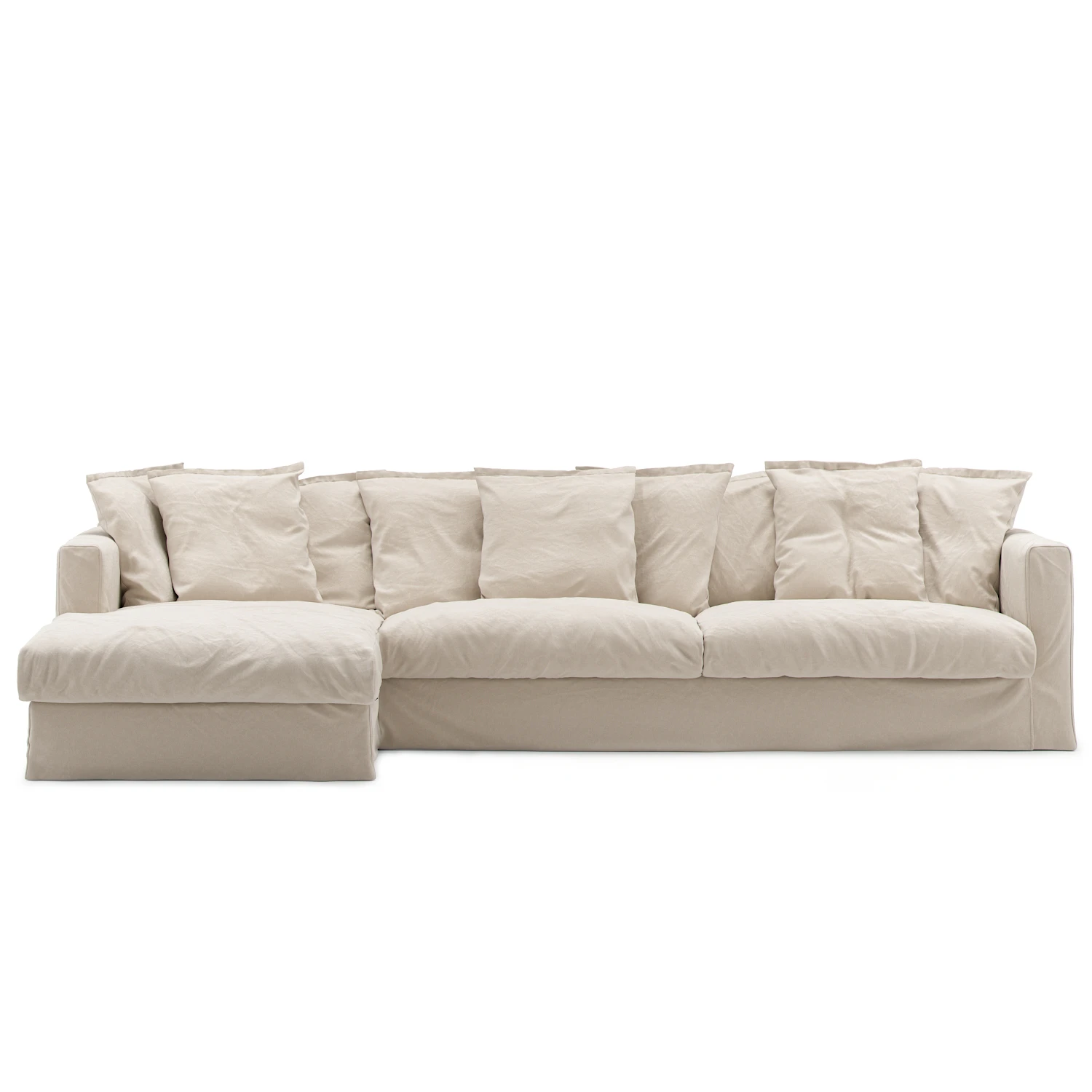 decotique le grand air 3-sitssoffa divan vänster - hörnsoffor & divansoffor bomull beige