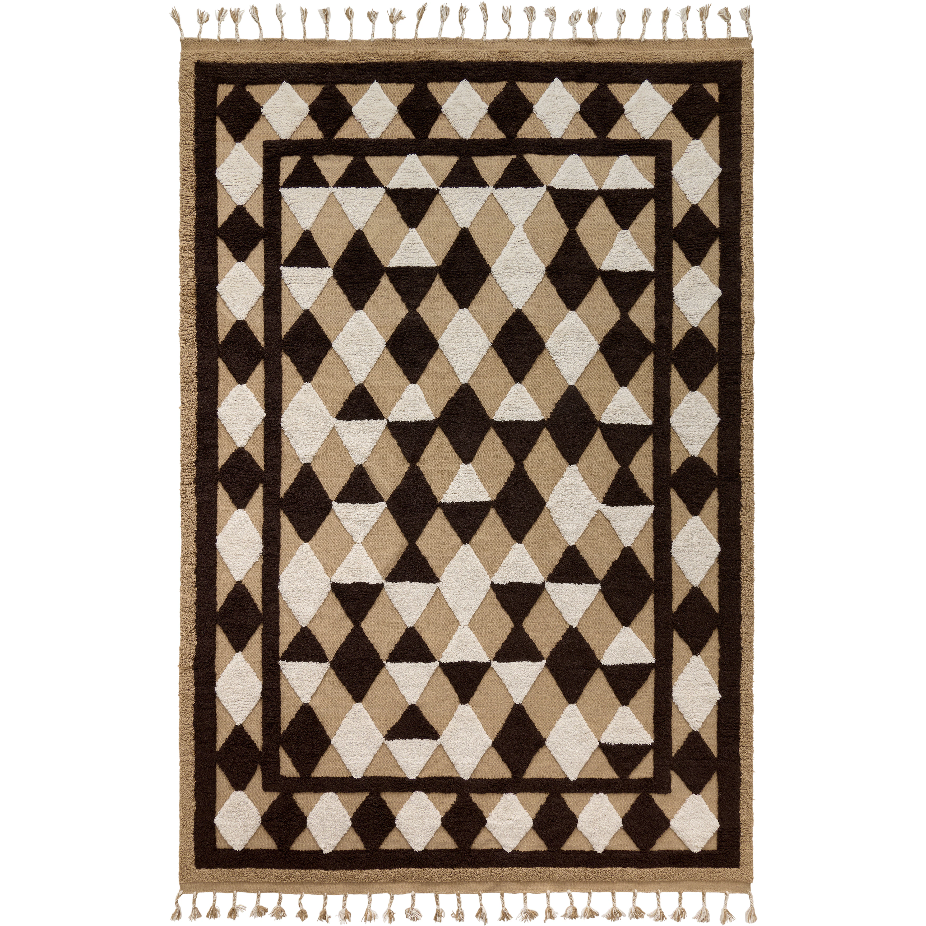 Decotique Oriental Grid Matta 180x270 Cm - Ryamattor Ull Brun