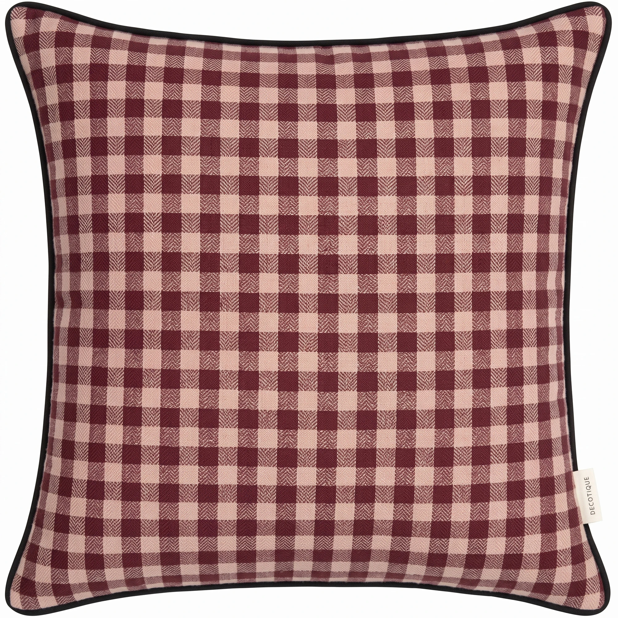 Decotique Outline Check Kudde 50x50 Cm - Prydnadskuddar & Fodral Bomull Vinröd