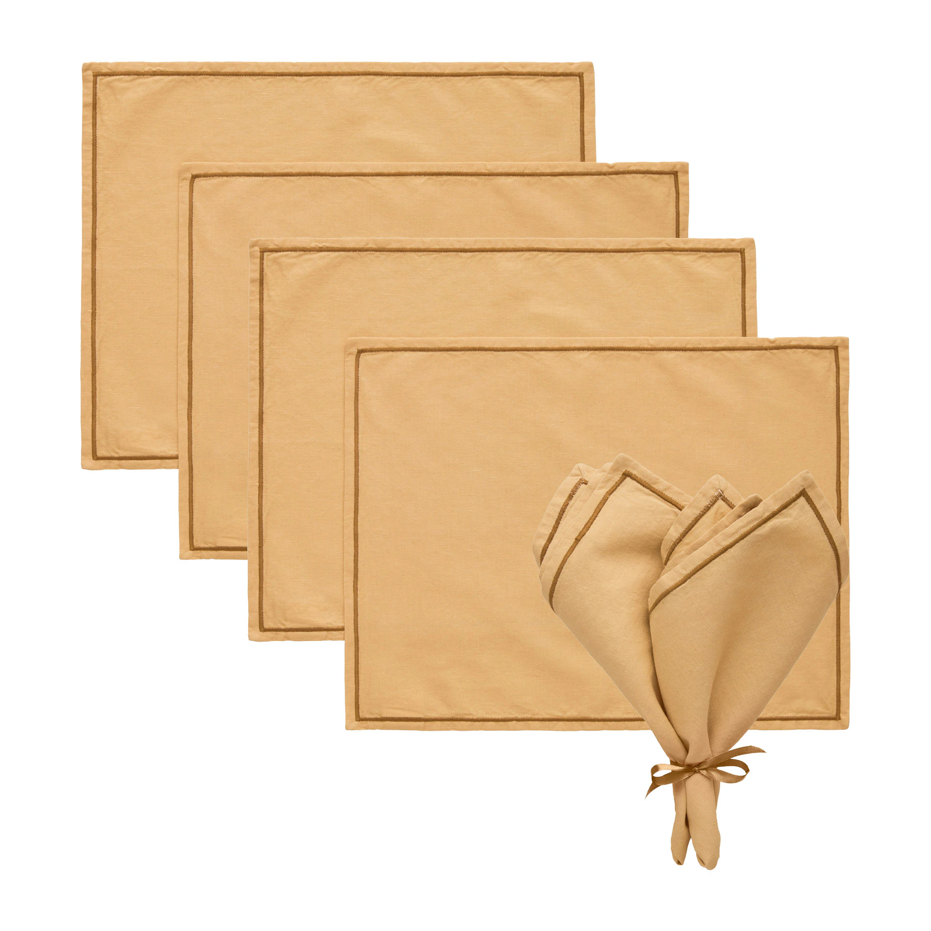 Decotique Sienna Textilset 4 Bordstabletter + 4 Servetter - Servetter & Tillbehör Bomull Sand