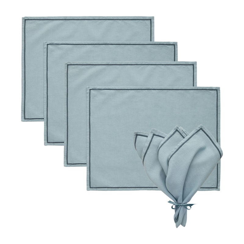 Sienna Textilset 4 Bordstabletter + 4 Servetter, Dusty Blue