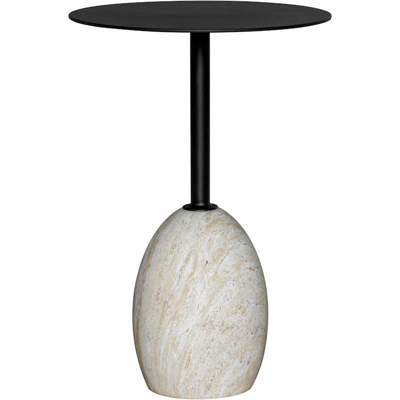 Shine Sidobord, Svart / Travertine