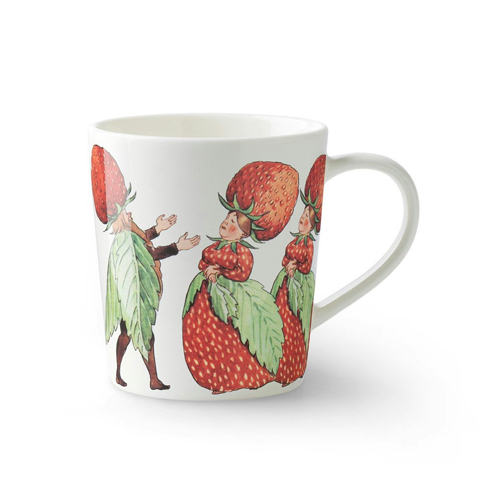 Design House Stockholm Elsa Beskow Mugg Med &Ouml;ra 40 Cl Strawberry Family - Kaffekoppar Benporslin Vit