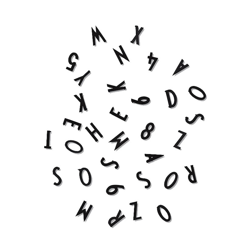 Bokstäver och Siffror för Anslagstavla Små, Svart