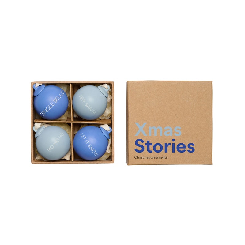 Xmas Stories Julgranskulor 4 cm 4-pack, Blå
