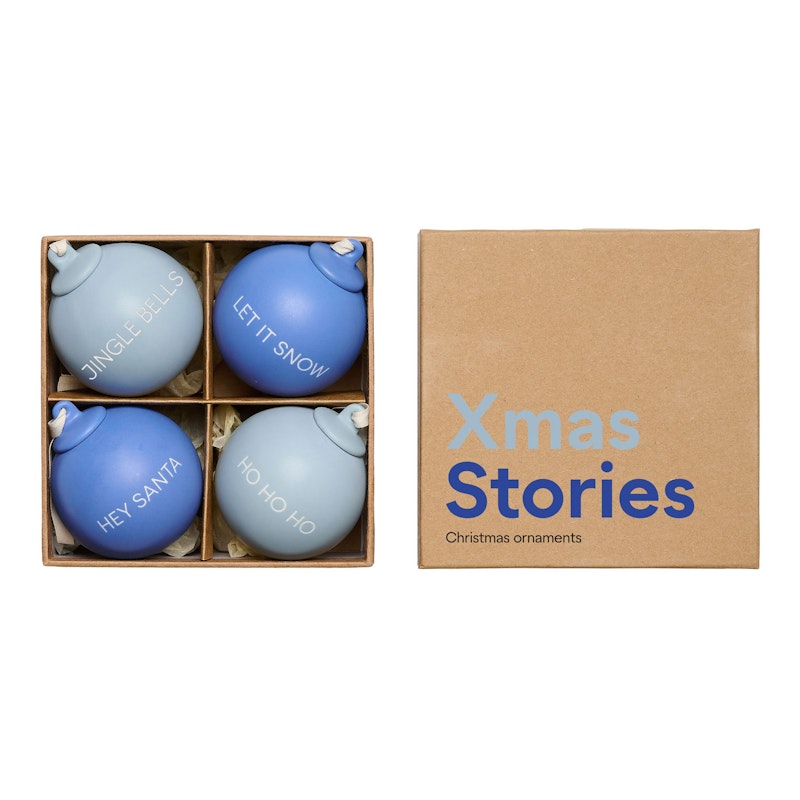 Xmas Stories Julgranskulor 6 cm 4-pack, Blå