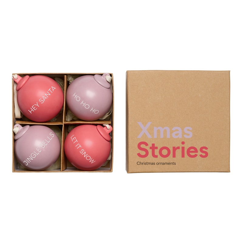 Xmas Stories Julgranskulor 6 cm 4-pack, Rosa