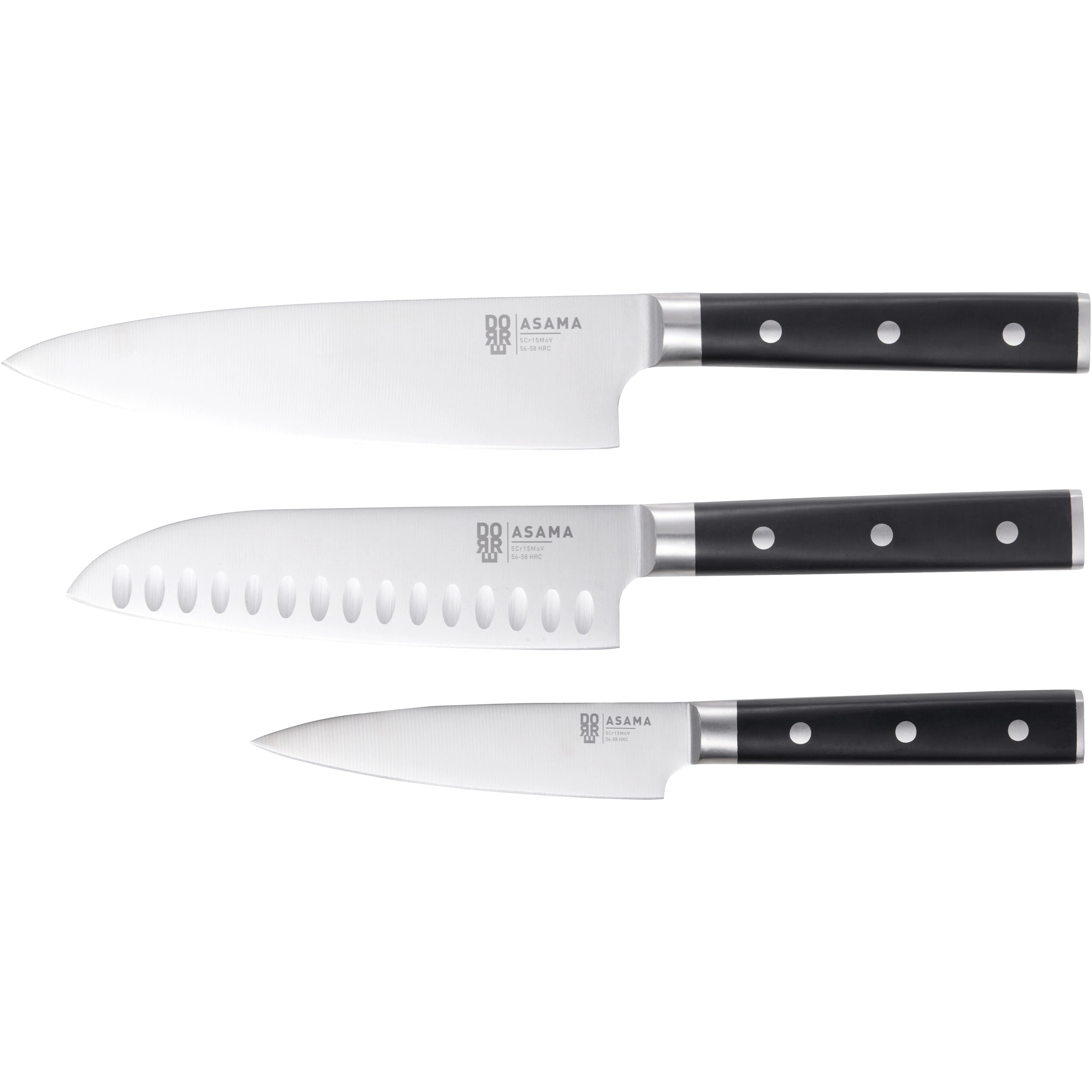 Dorre Asama Knivset 3-pack - Knivset Rostfritt St&aring;l Svart