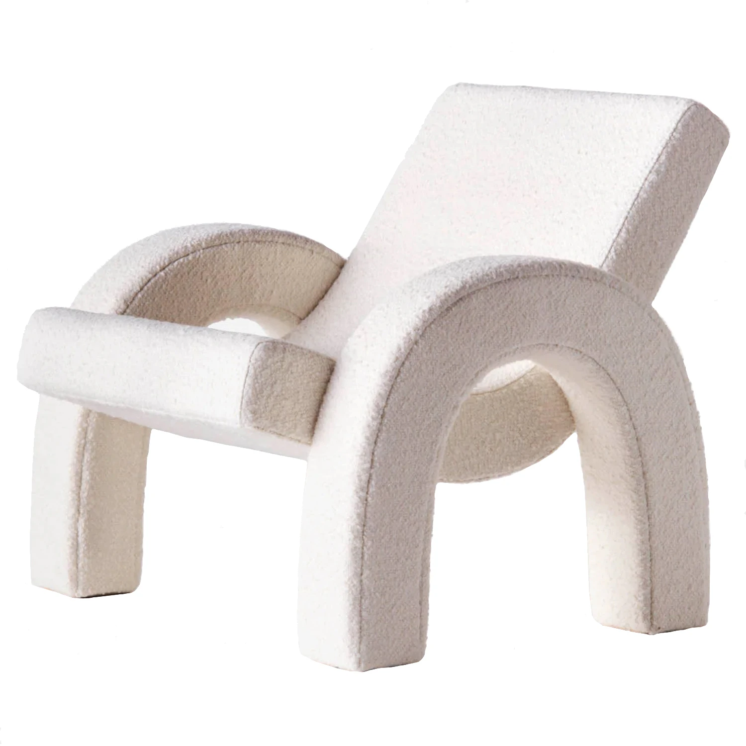 dusty deco arco loungefåtölj - bouclé vit