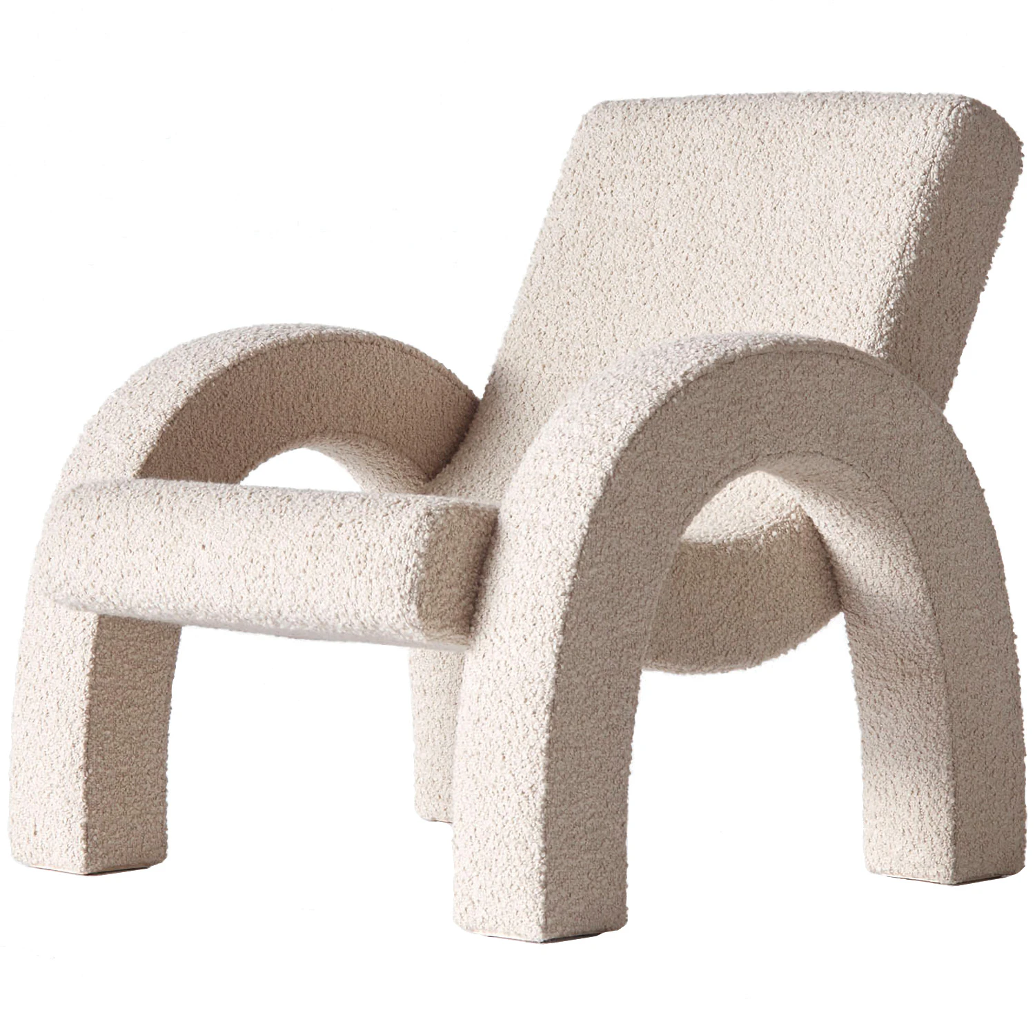 dusty deco arco loungefåtölj liten - bouclé beige