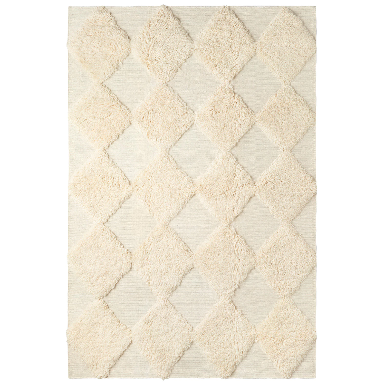 Dusty Deco Chess Rya Rug White - Mönstrade mattor Ull Off-White