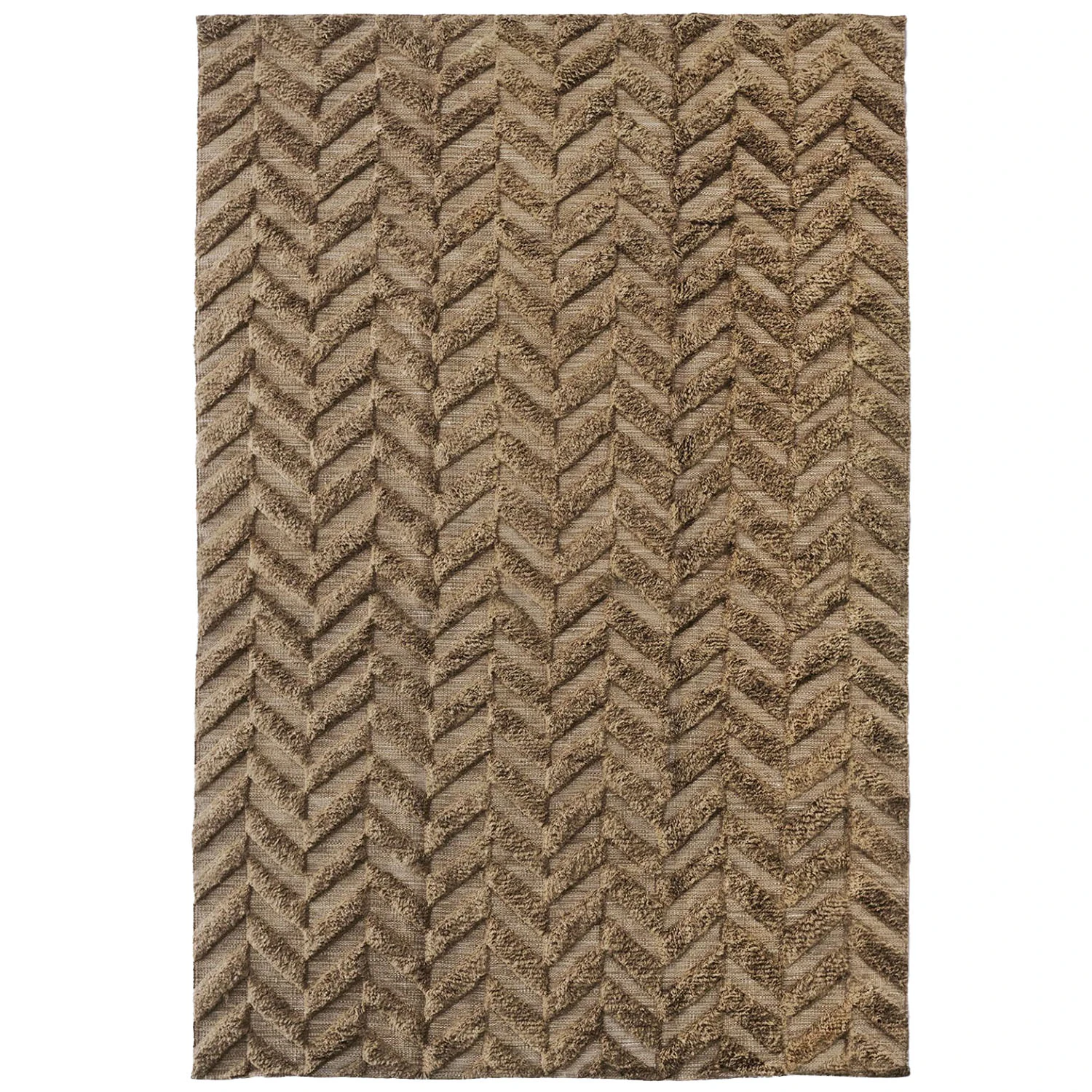 Dusty Deco Herringbone Rug Brown - Enfärgade mattor Ull Brun