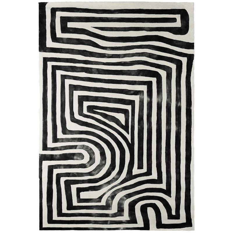 Psychedelic Labyrinth Rug Charcoal