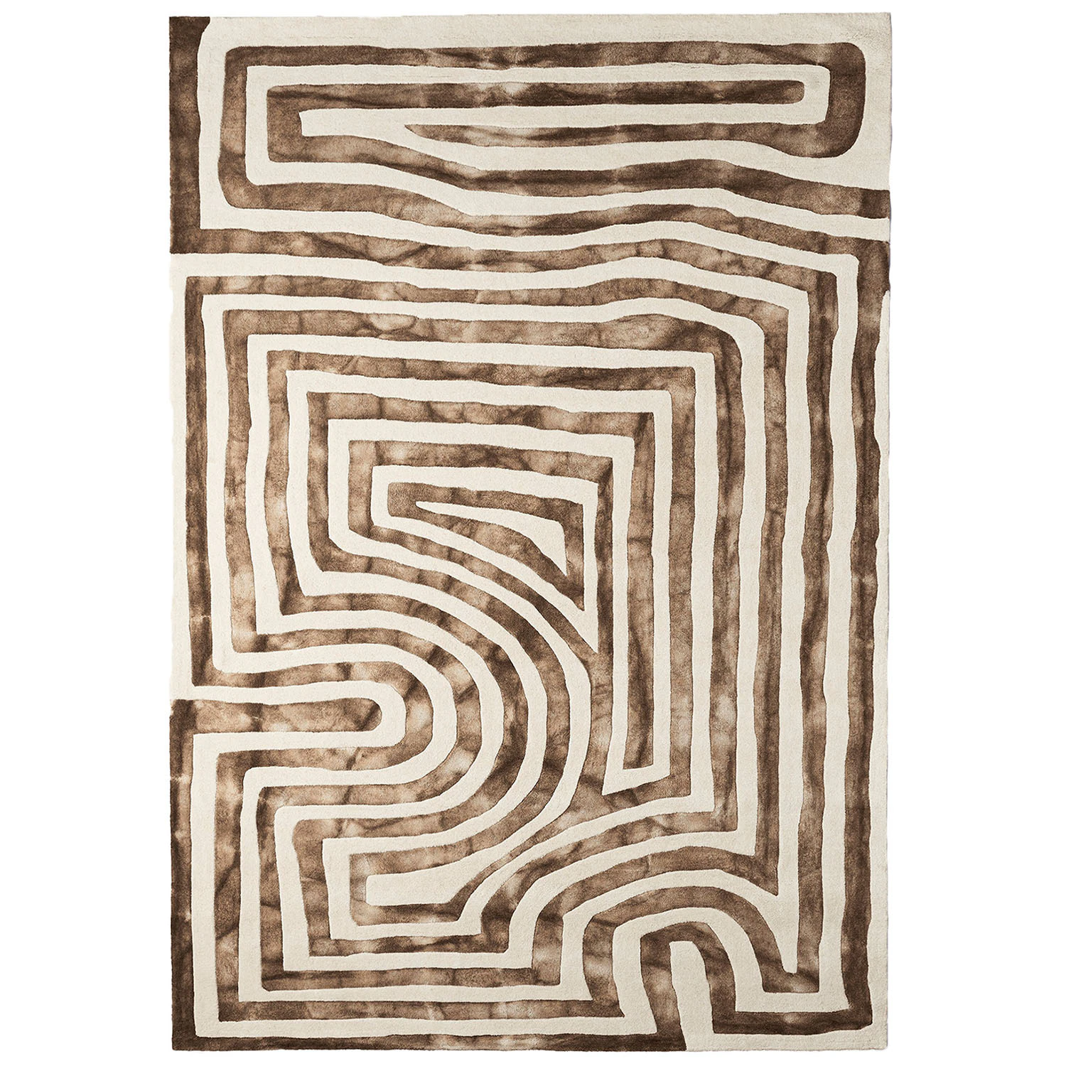 Dusty Deco Psychedelic Labyrinth Rug - Mönstrade mattor Ull Beige
