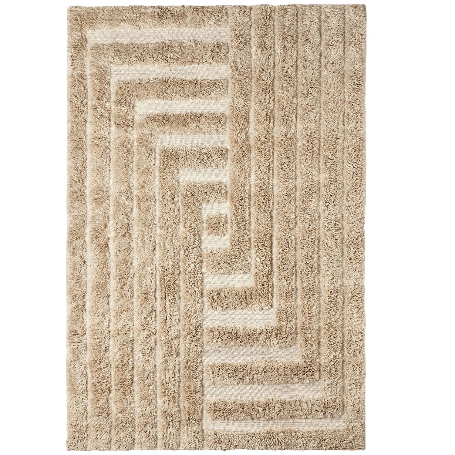 Dusty Deco Shaggy Labyrinth Rug - Mönstrade mattor Ull Beige