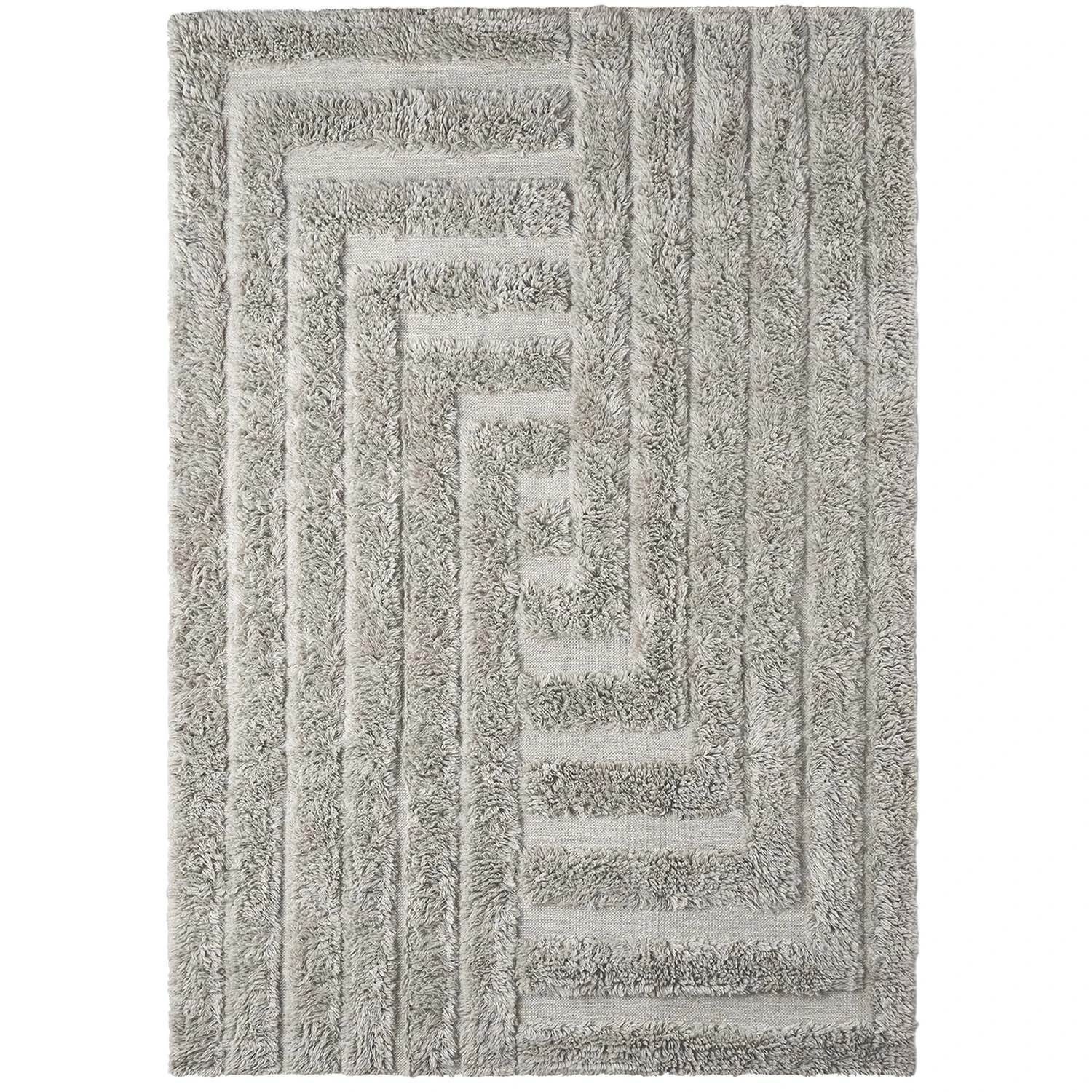 Dusty Deco Shaggy Labyrinth Rug Grey - Mönstrade mattor Ull Grå