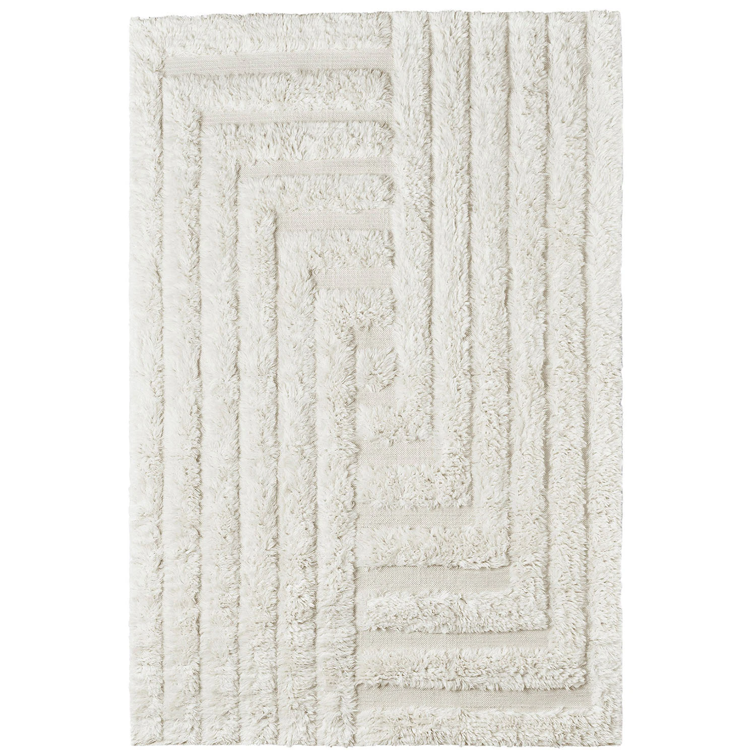 Dusty Deco Shaggy Labyrinth Rug White - Mönstrade mattor Ull Vit