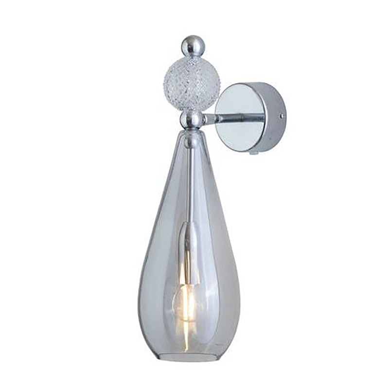 Smykke Vägglampa, Smokey Grey / Crystal Check Ball / Shiny Silver