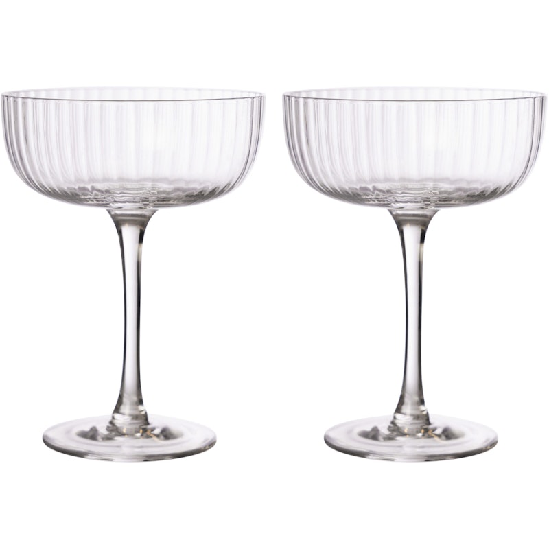 Glas Med Fot Räfflad 20 cl 2-pack, Klar
