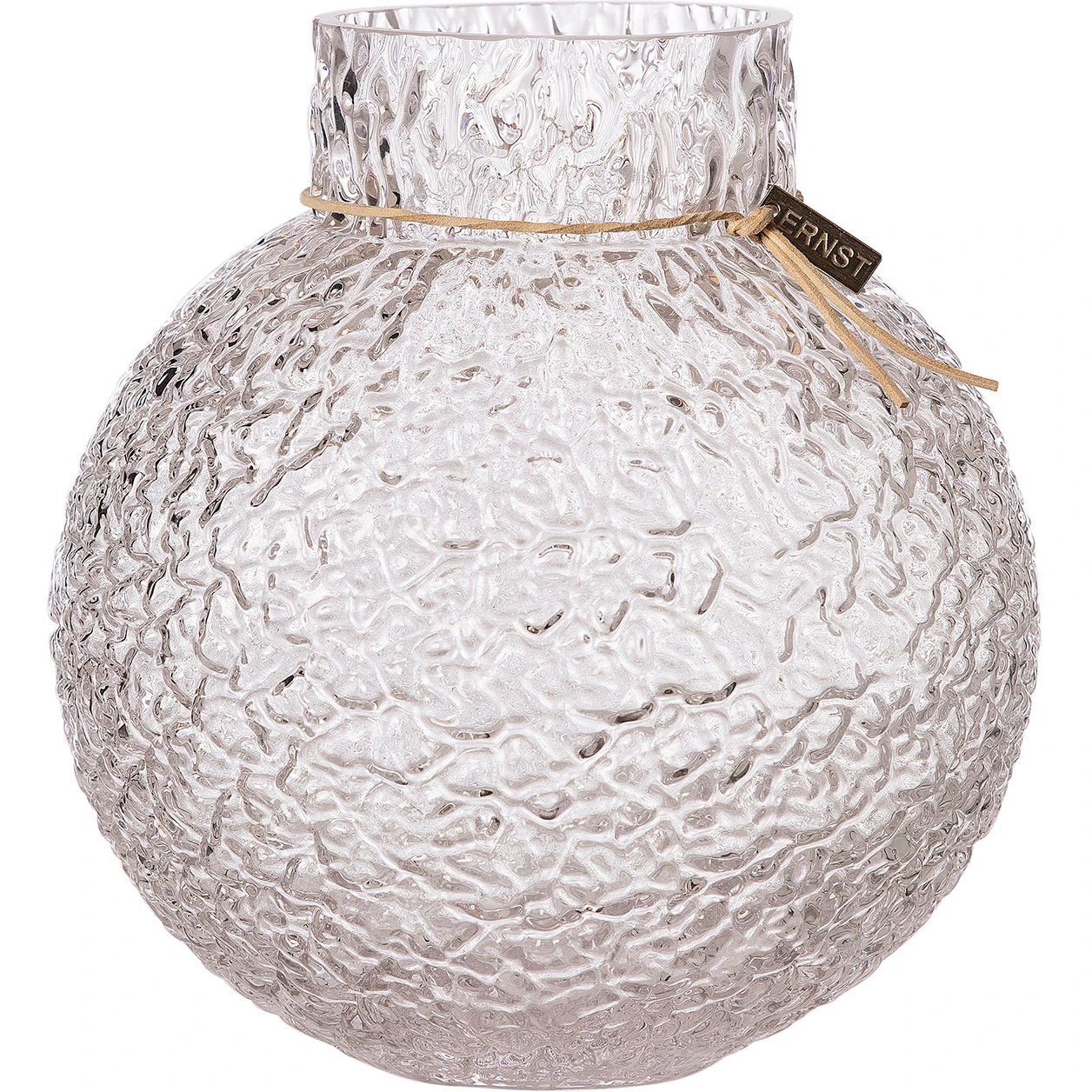 Ernst vas Rund Med M&ouml;nstrad Struktur H22 Cm - Vaser Glas Klar