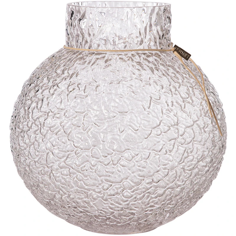Glasvas Rund Med Mönstrad Struktur H30 cm