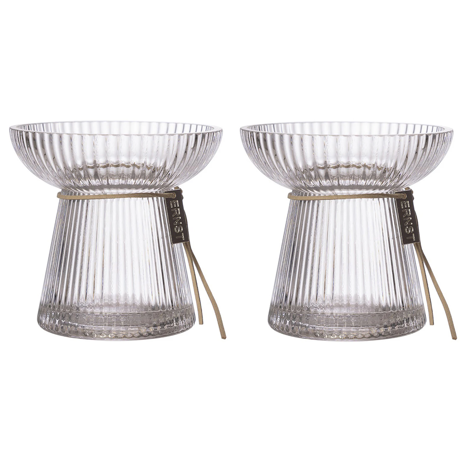 Ernst L&ouml;kvas Med R&auml;fflad Struktur 11 Cm 2-pack - Vaser Glas Klar