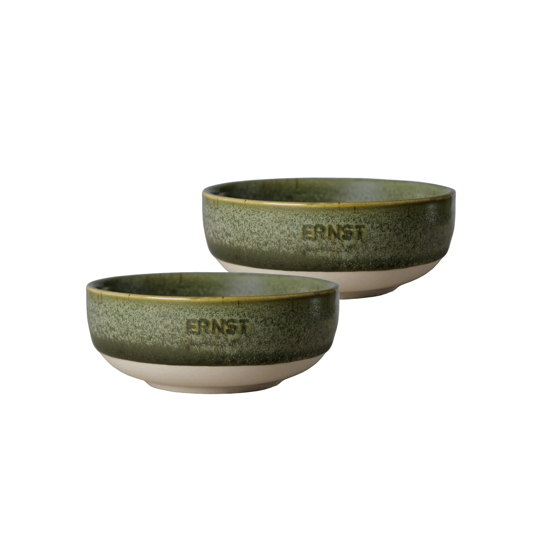 Ernst Sk&aring;l 2-pack 11 Cm / Natur - Serveringssk&aring;lar Stengods Gr&ouml;n