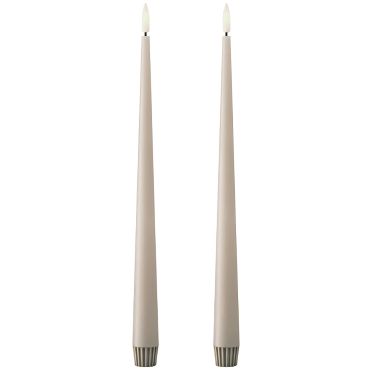 Ester & Erik Led-ljus 2-pack 30 Cm Linen Grey - LED-ljus Vax Linnegr&aring;