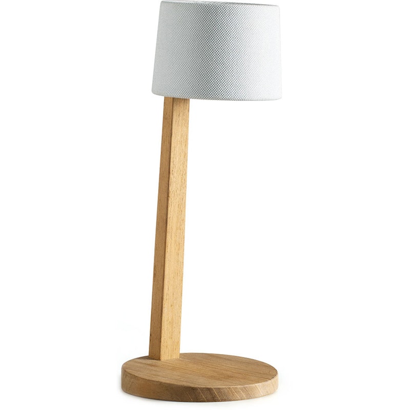 Gaia Bordslampa Portabel Teak, Rubelli Bianco