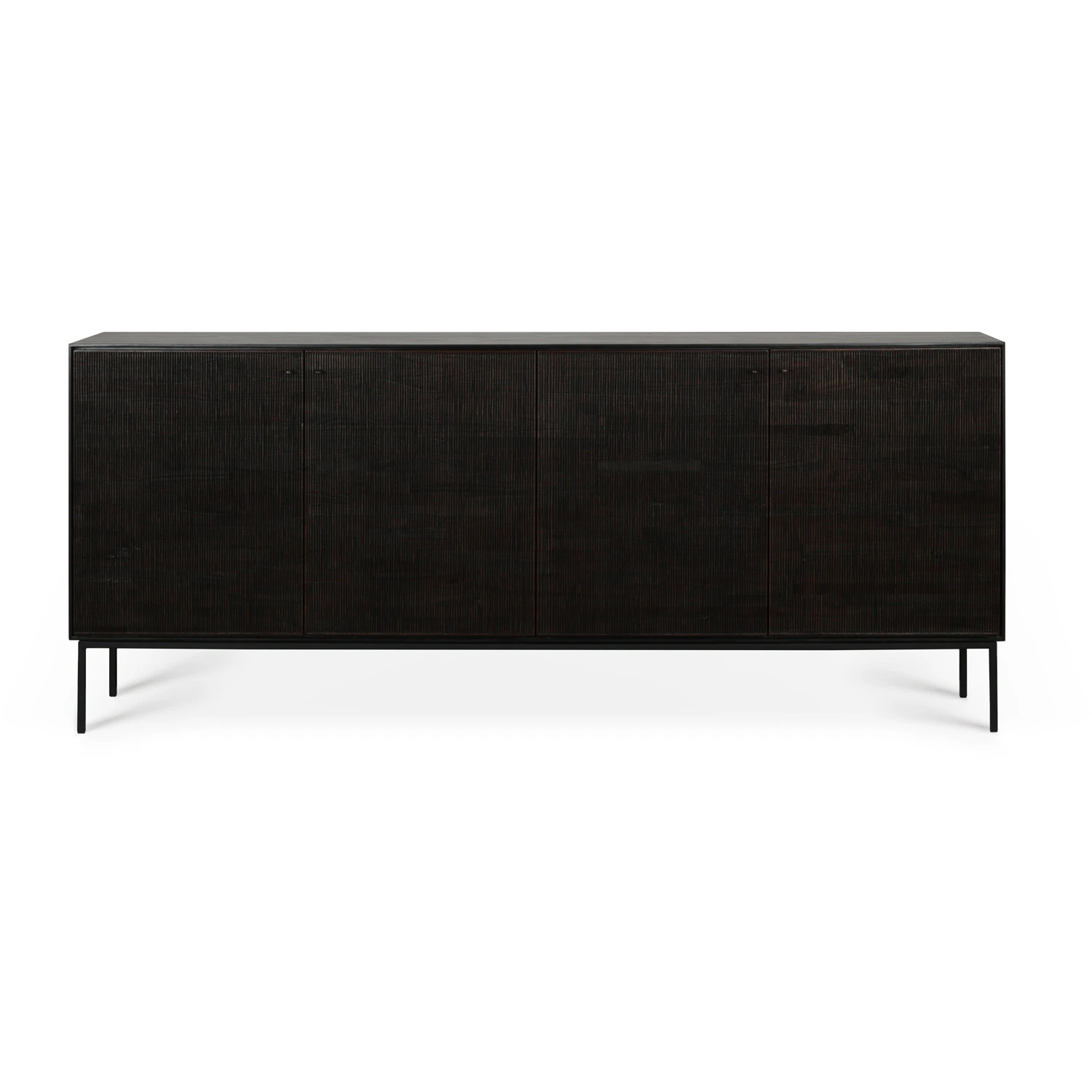 Ethnicraft Grooves Sidobord Stained Teak 4 D&ouml;rrar - Sidobord & Avlastningsbord Massiv Teak M&ouml;rkbetsad Teak