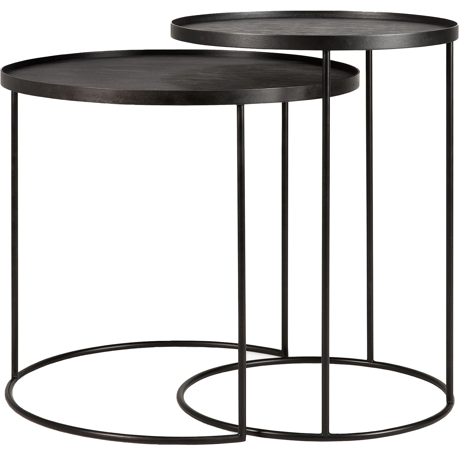 ethnicraft round brickbord rund set s/l - sidobord & avlastningsbord metall svart