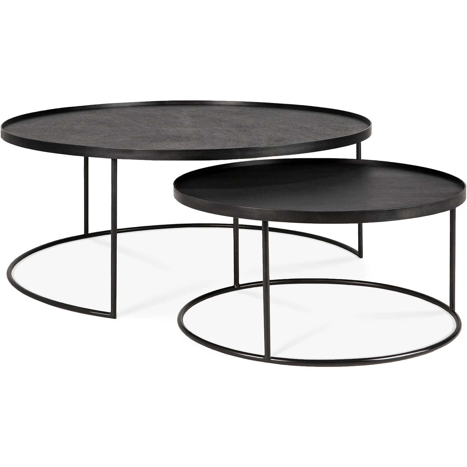 Ethnicraft Round Tray Soffbord Set L/xl - Soffbord Metall Svartlaserad