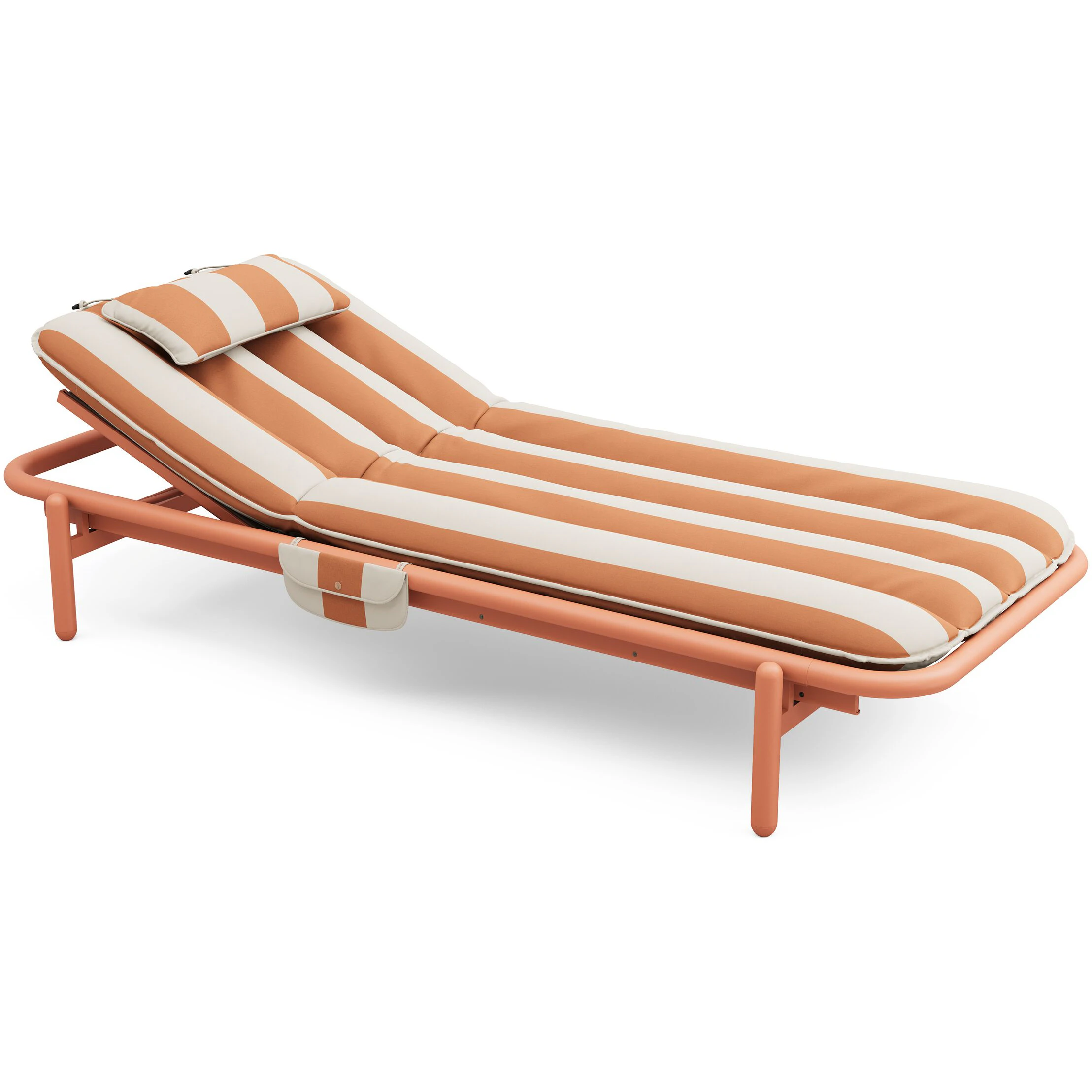 fatboy sunbun dagbädd outdoor terracotta / stripe - aluminium orange