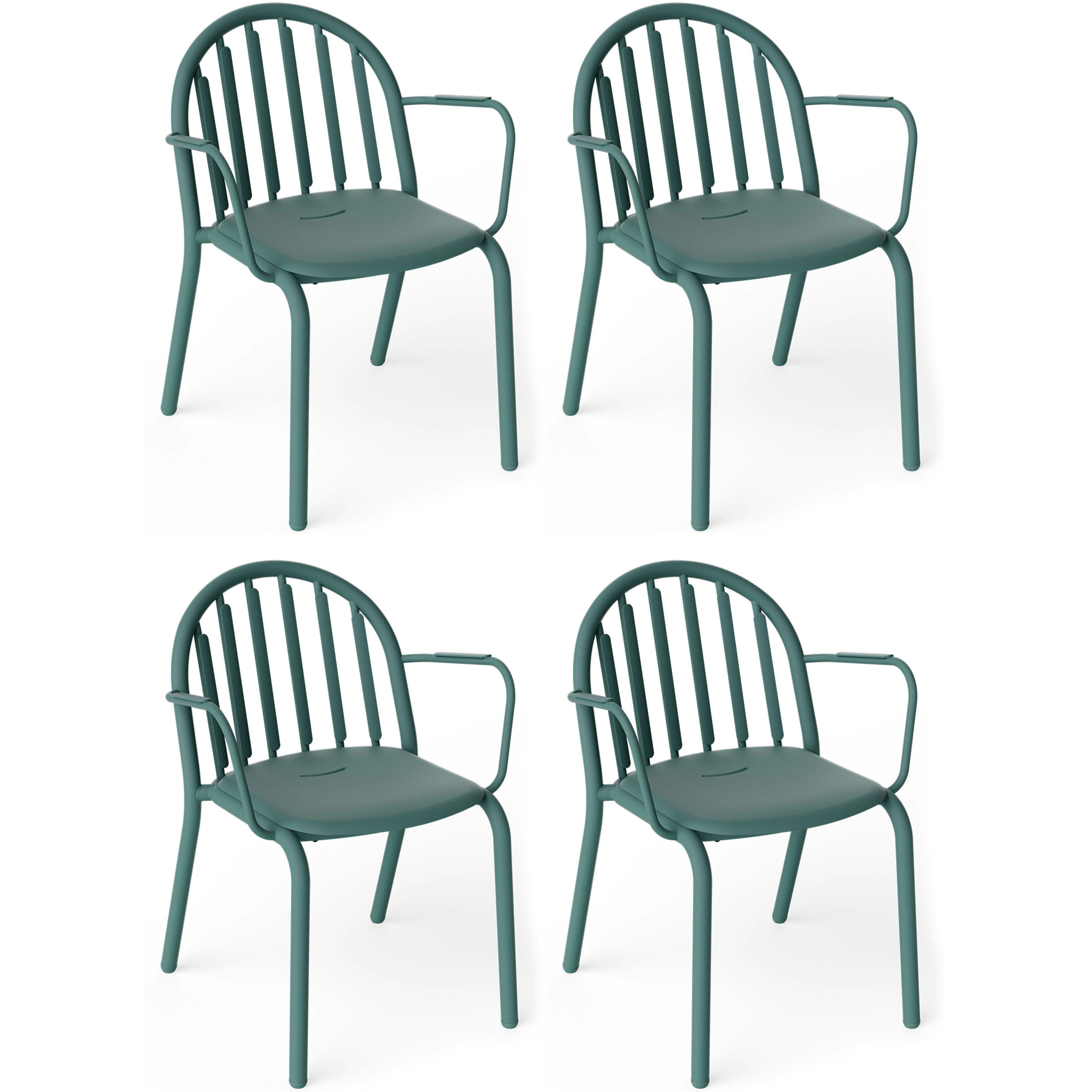 fatboy fred's karmstol 4-pack - trädgårdsstolar aluminium dark sage