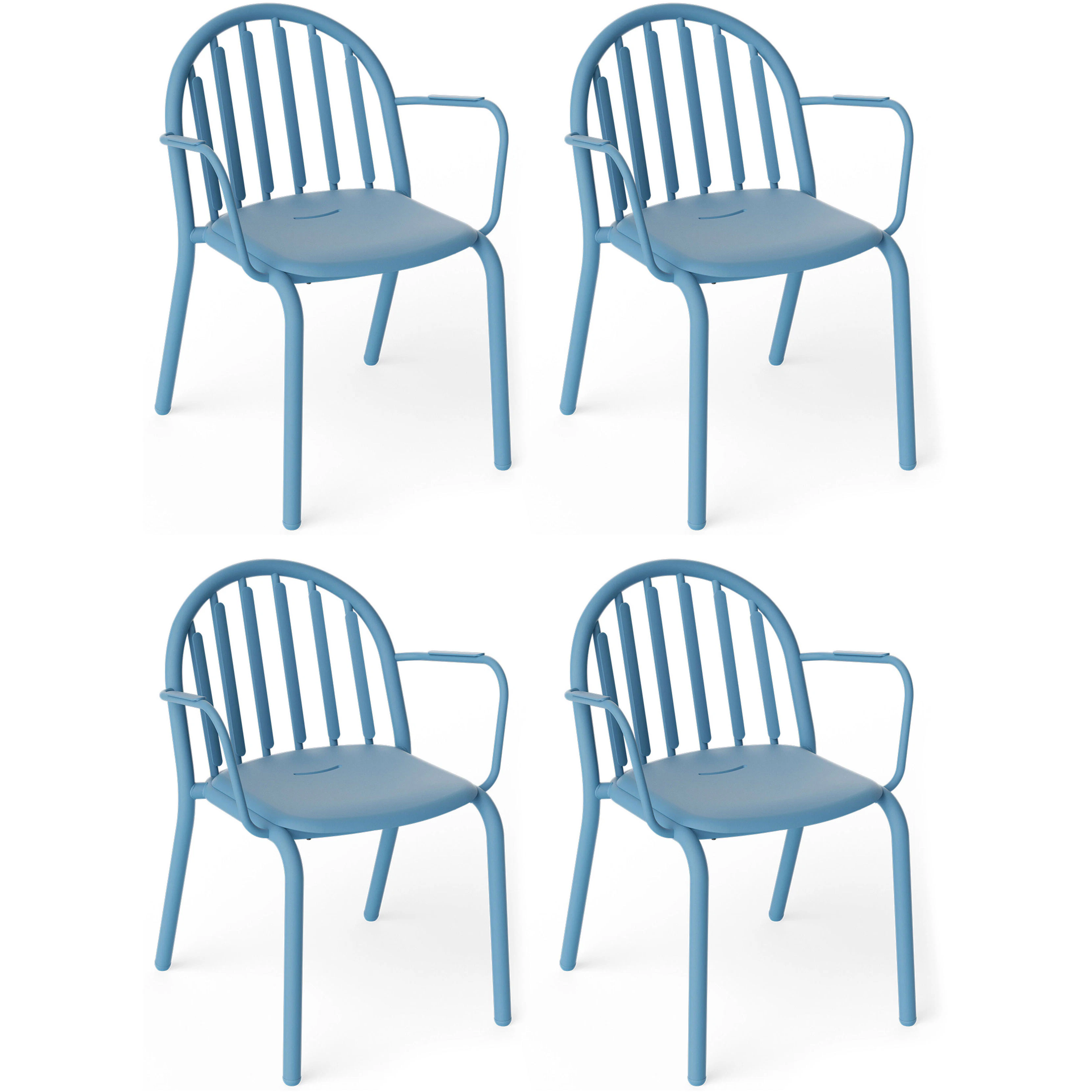 fatboy fred's karmstol 4-pack - trädgårdsstolar aluminium wave blue