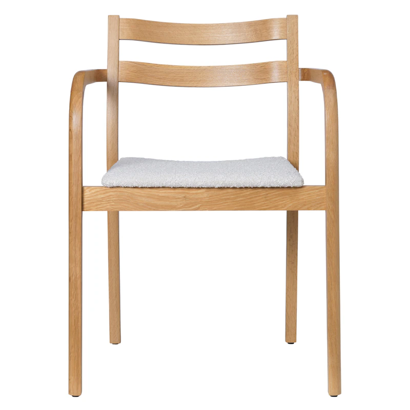 Boda Karmstol med armstöd i grov bouclé, Off-white / Ek