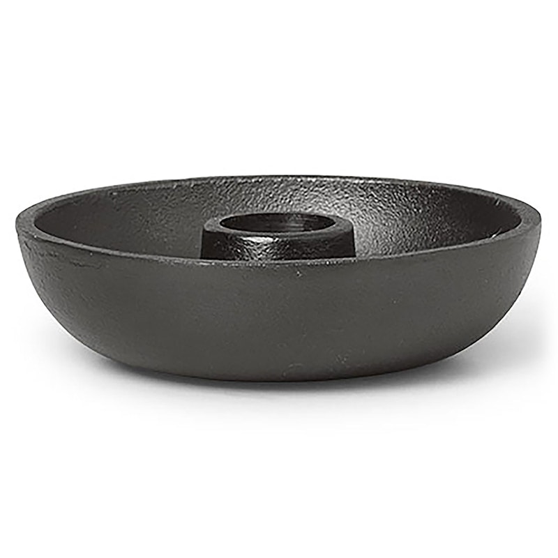 Bowl Single Ljusstake Ø10 cm, Svart Aluminium