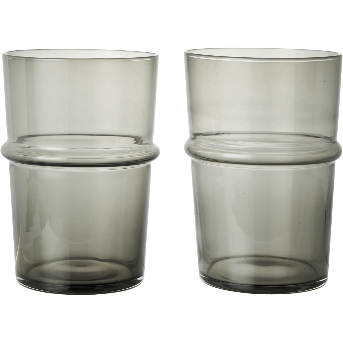 ferm living boya glas hög 2-pack smoked grey - dricksglas munblåst glas rökgrå