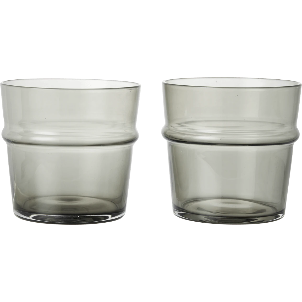 ferm living boya glas låg 2-pack smoked grey - dricksglas munblåst glas rökgrå