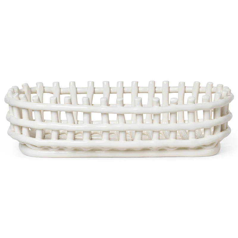 Ferm Living Ceramic Korg Oval Naturvit - Korgar Keramik Off-White
