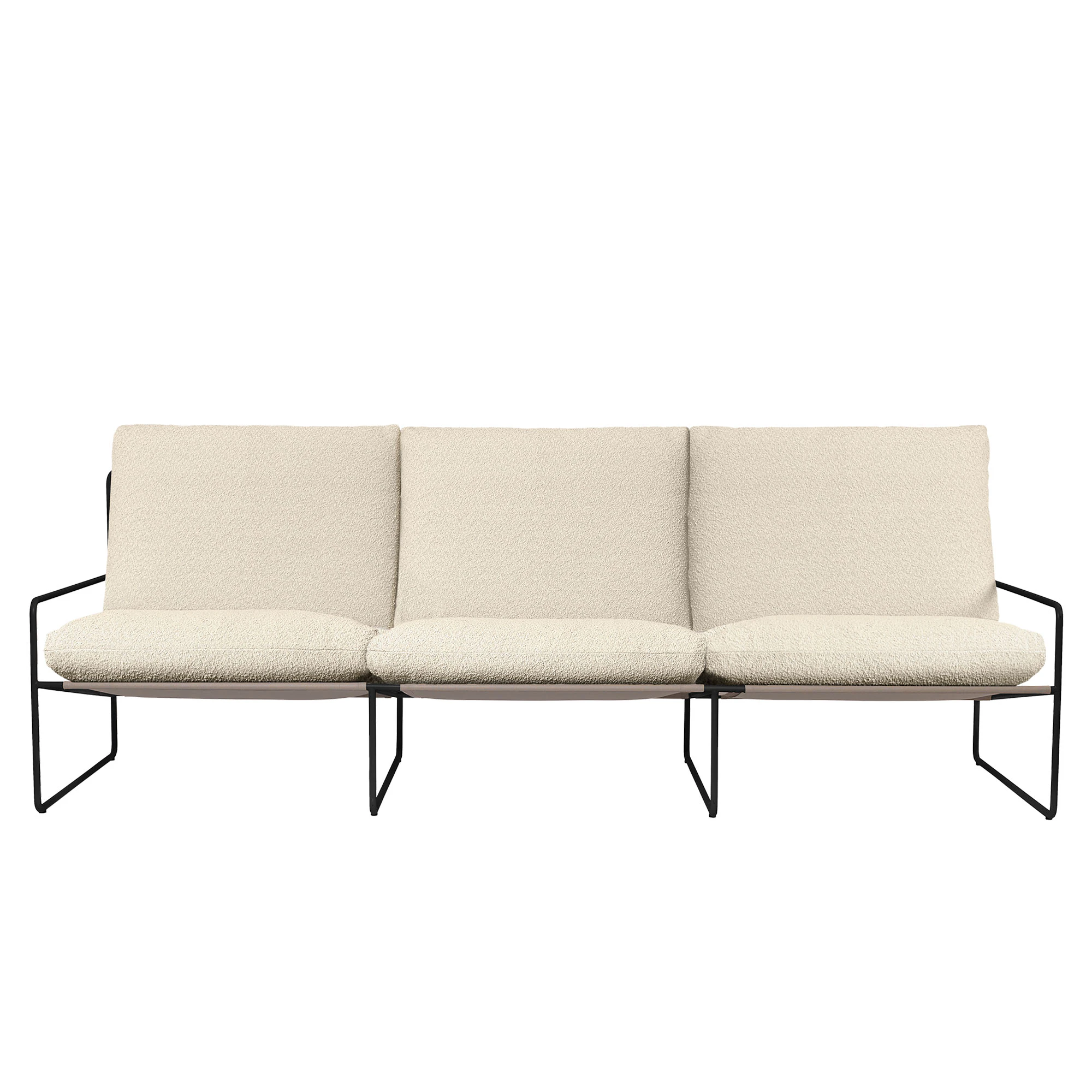 Ferm Living Desert 3-sitssoffa Svart / - B&auml;nkar St&aring;l Off-White Boucl&eacute;