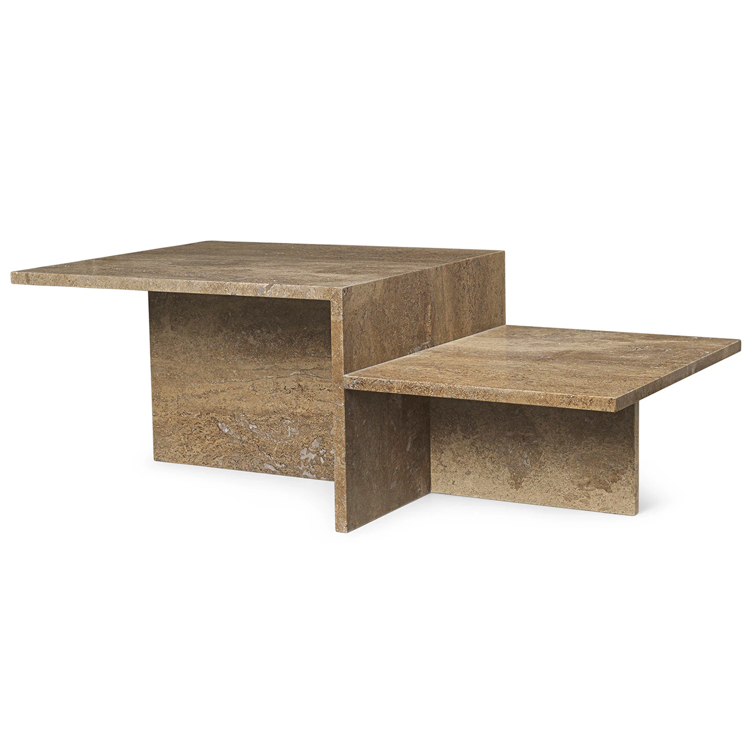 ferm living distinct soffbord 100x55 cm - soffbord travertin mörkbrun