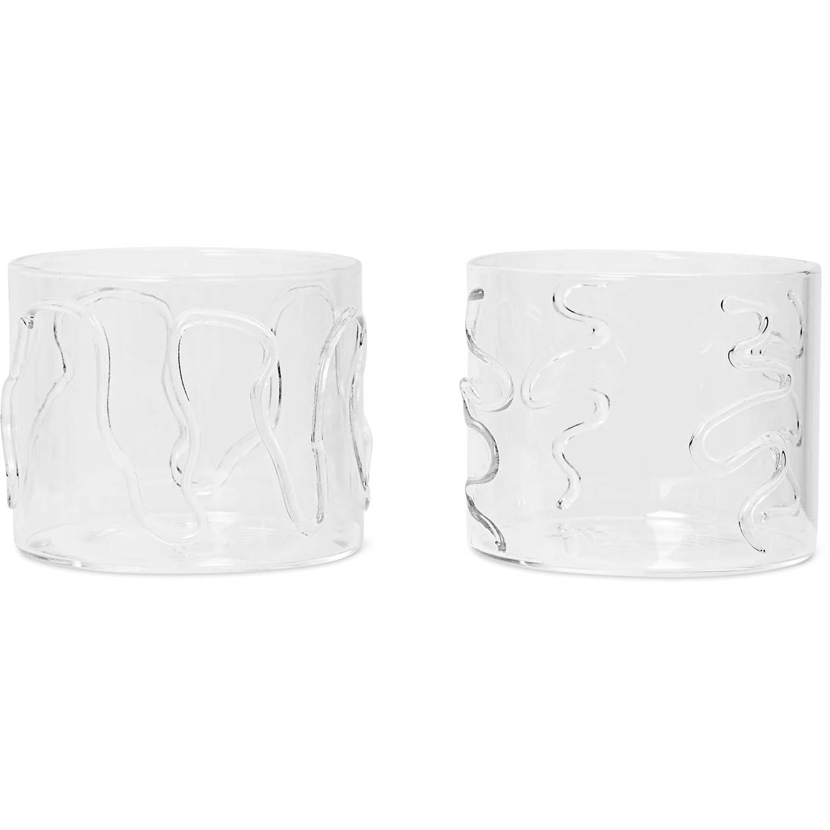 ferm living doodle dricksglas 2-pack 6,5 cm - dricksglas munblåst glas klar