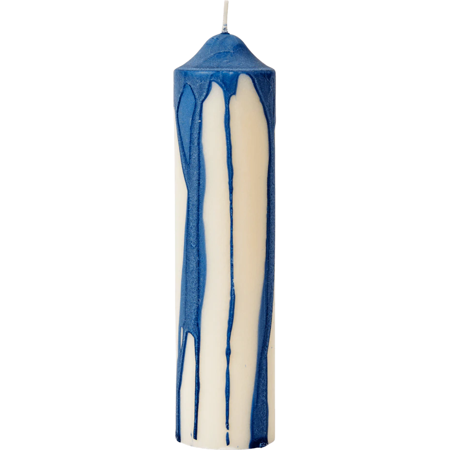 Ferm Living Dryp Blockljus 20 Cm Deep Blue - Ljus Stearin Djupbl&aring;