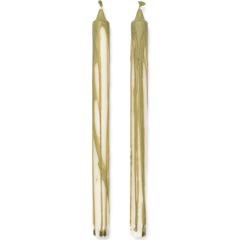 Dryp Ljus 30 cm 2-pack, Olivgrön