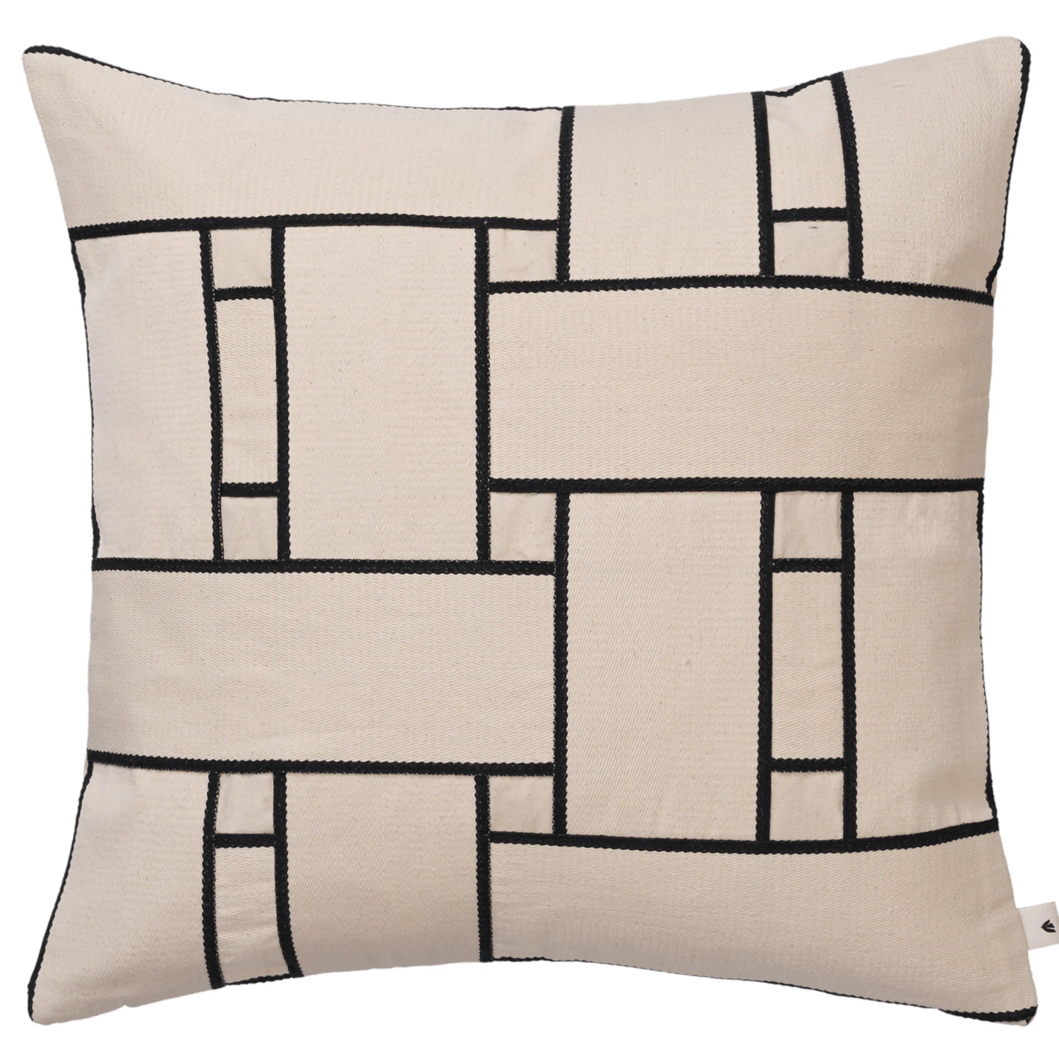 Ferm Living Lattice Offset Kuddfodral 50x50 Cm Off-white/ - Prydnadskuddar & Fodral Ekologisk Bomull Svart