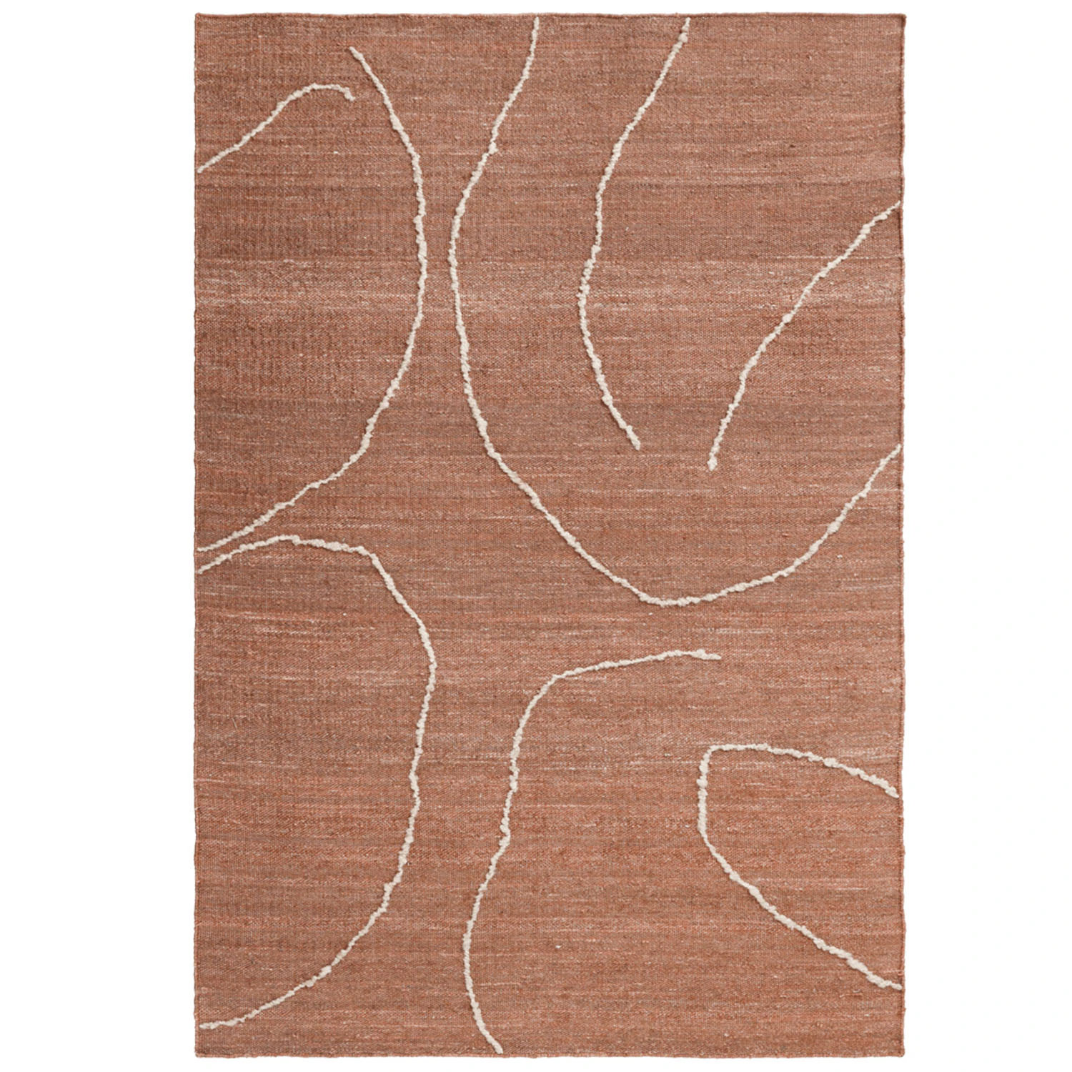 Ferm Living Gesso Matta 140x200 Cm Terrakotta - Mönstrade mattor Ull Off-White