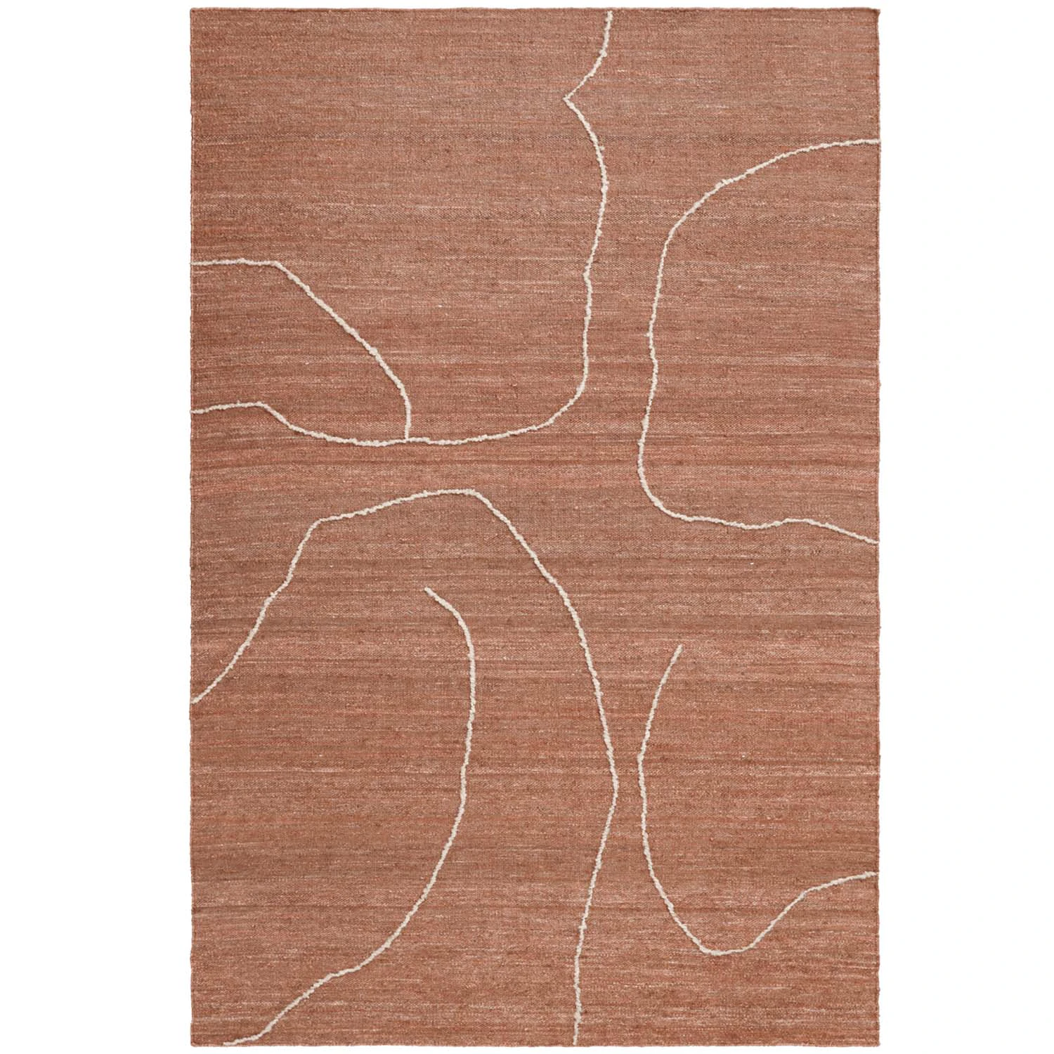 Ferm Living Gesso Matta 170x240 Cm Terrakotta - Mönstrade mattor Ull Off-White