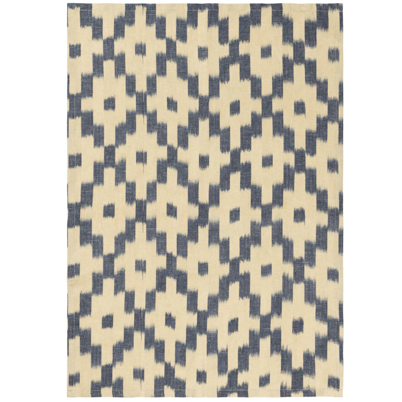Ikat Kökshandduk 50x70 cm, Ink Blue / Off-